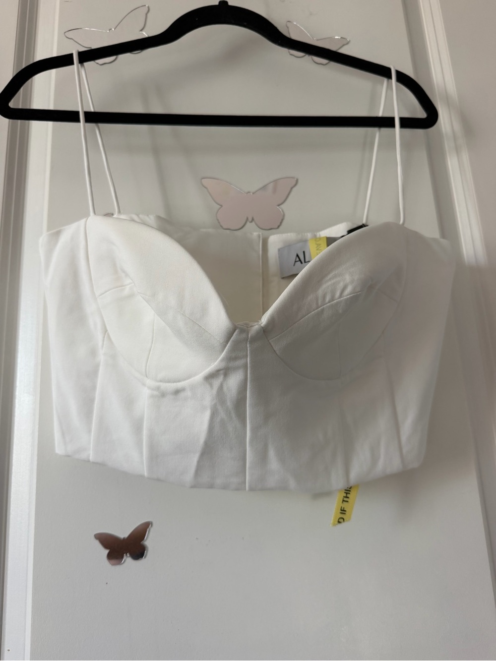 Alieva White Structured Bustier Bandeau with Spaghetti Straps